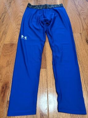 Under Armour Royal Blue Kids Compression Leggings with Black Waistband